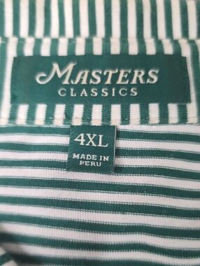Masters 4XL Green and White Striped Polo Shirt